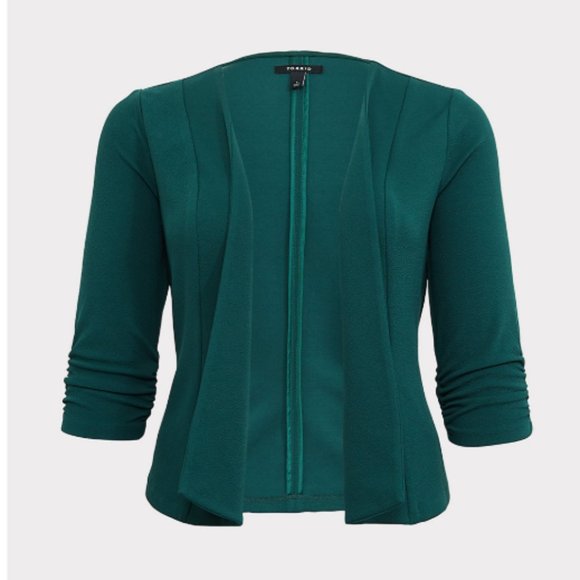 TORRID UNSTRUCTURED GREEN CREPE BLAZER NWOT - Picture 3 of 7